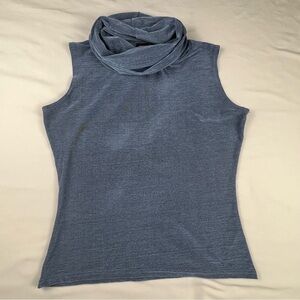 ACW Design - Women’s Cowlneck Blue Sleeveless Top - Large